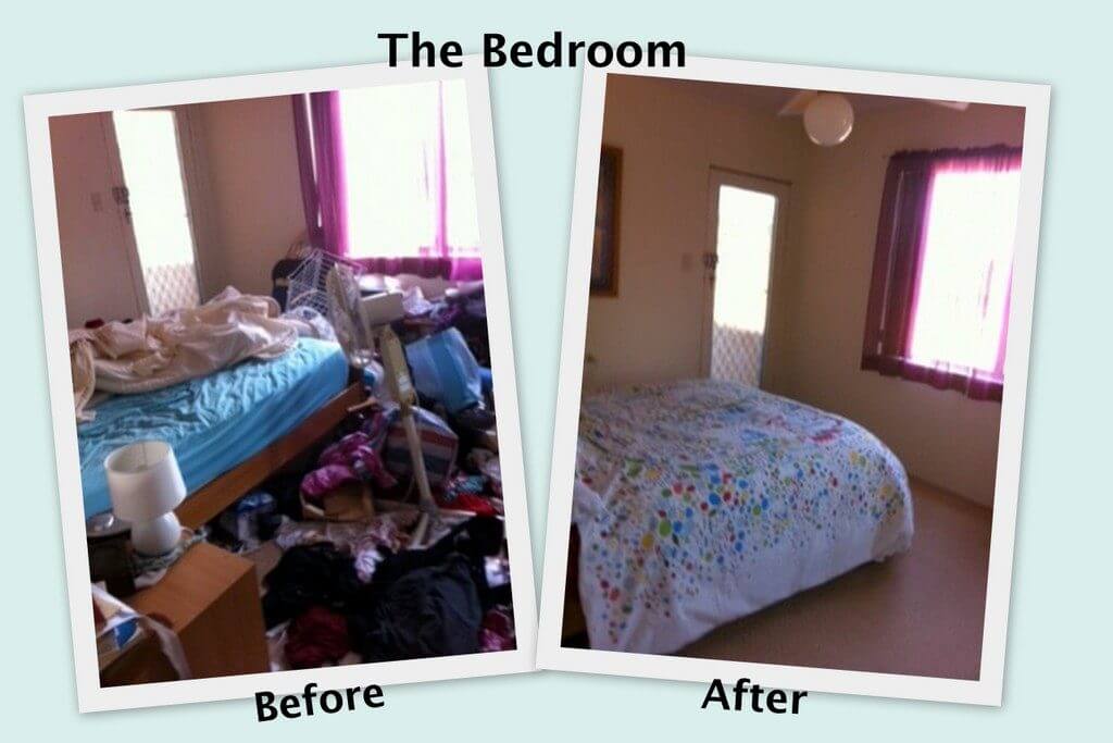 Before and After pics of a decluttering cleanout in Bedford NH