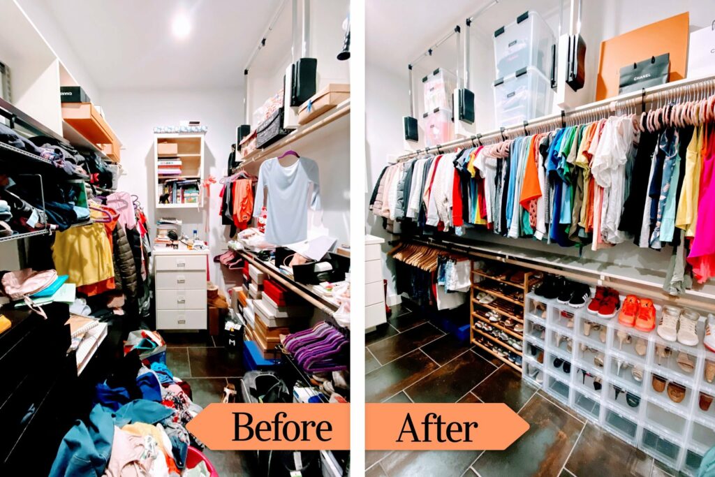 Streamline the home, Pare down possessions, Cut down on clutter, Purge unnecessary items, Sort and organize, Minimize belongings, Tidy up the home - closet junk removal